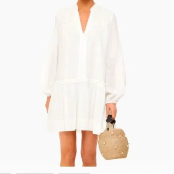 Tuckernuck Pomander Place White Ophelia Mini Dress Coverup Coastal Minimalist - Picture 2 of 11